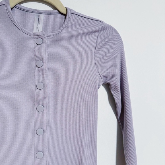 Outdoor Voices - Lilac CozyRib Cropped Button Down Cardigan - Picture 3 of 5
